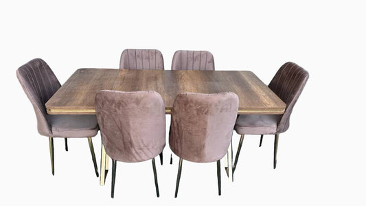 TABLE A MANGER 6 PLACES 80X140 MÉTALQUE RECTANGULAIRE MARRON BAROK