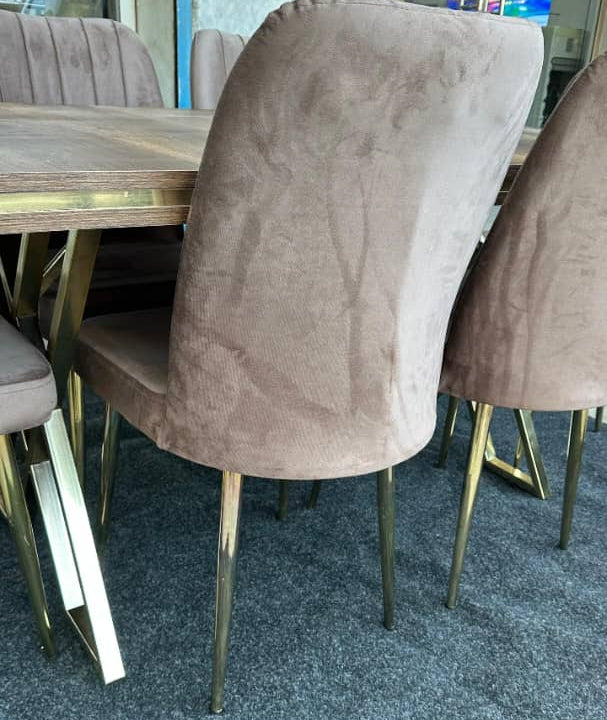 TABLE A MANGER 6 PLACES 80X140 MÉTALQUE RECTANGULAIRE MARRON BAROK