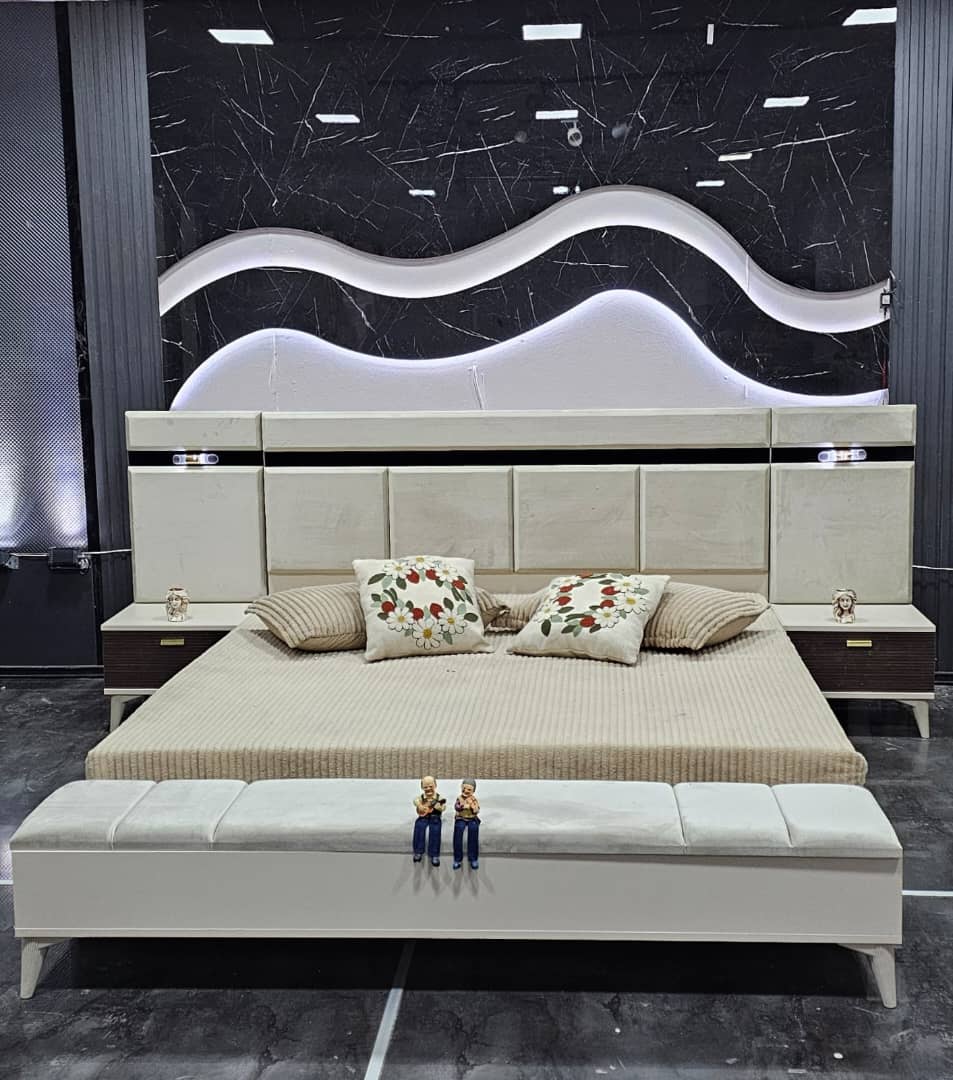 CHAMBRE A COUCHER 6BATTANTS 4PIECES GRIS MARRON BEIGE PIAZZA