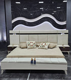 CHAMBRE A COUCHER 6BATTANTS 4PIECES GRIS MARRON BEIGE PIAZZA