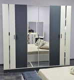 CHAMBRE A COUCHER 6BATTANTS 4PIECES BLANC GRIS FELICITA