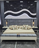 CHAMBRE A COUCHER 6BATTANTS 4PIECES BLANC GRIS FELICITA