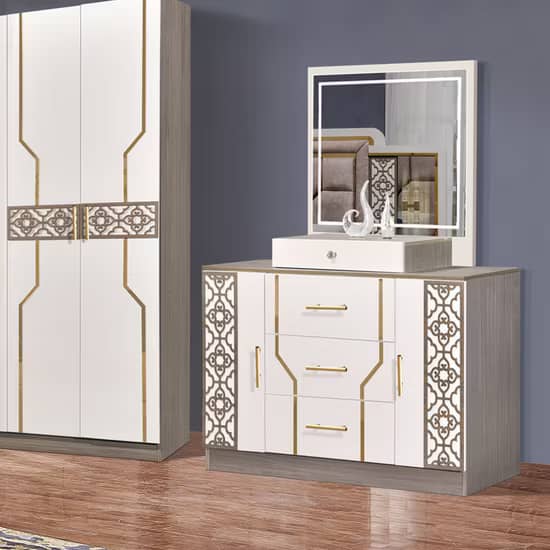 CHAMBRE A COUCHER 6BATTANTS 5PIECES BLANC MC605