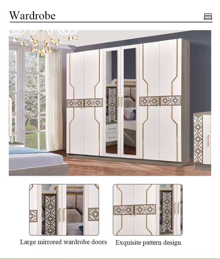 CHAMBRE A COUCHER 6BATTANTS 5PIECES BLANC MC605