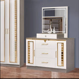 CHAMBRE A COUCHER 6BATTANTS 5PIECES GRIS BLANC MC606