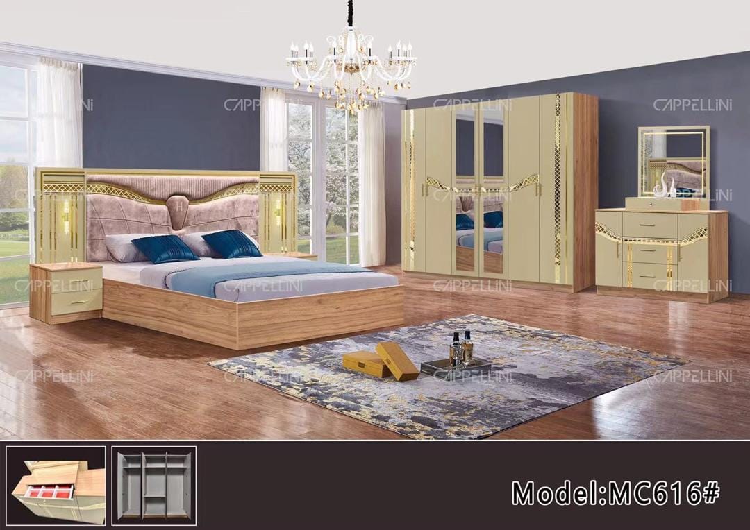 CHAMBRE A COUCHER 6BATTANTS 5PIECES BEIGE MC616