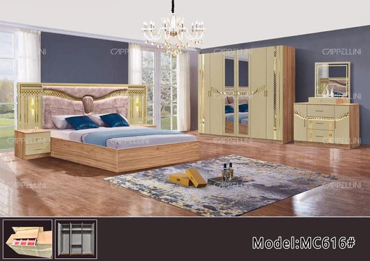 CHAMBRE A COUCHER 6BATTANTS 5PIECES BEIGE MC616