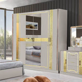 CHAMBRE A COUCHER 6BATTANTS 5PIECES GRIS CLAIR 908