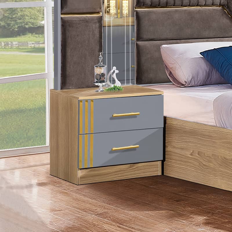 CHAMBRE A COUCHER 6BATTANTS 5PIECES BEIGE GRIS 3053