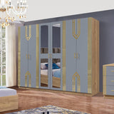 CHAMBRE A COUCHER 6BATTANTS 5PIECES BEIGE GRIS 3053