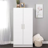 Armoire 2 Battants - Espace de Rangement Multiple avec Penderie - Blanc