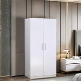 Armoire 2 Battants - Espace de Rangement Multiple avec Penderie - Blanc