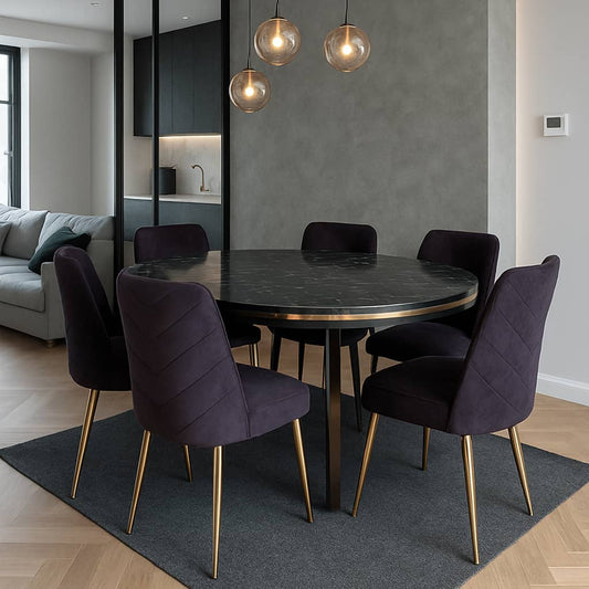 TABLE A MANGER 6 PLACES 80X140 MÉTALIQUE OVAL NOIR LOTUS