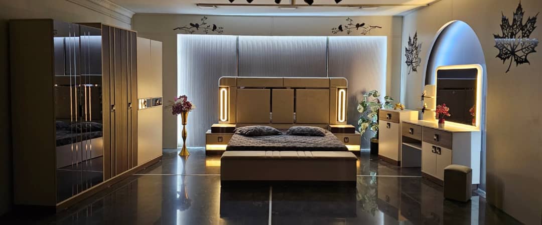 CHAMBRE A COUCHER 6BATTANTS 6PIECES MARRON BEIGE SOFT 5022