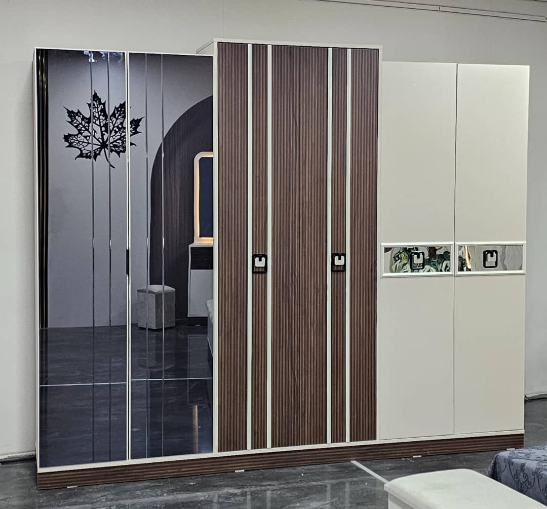 CHAMBRE A COUCHER 6BATTANTS 6PIECES MARRON BEIGE SOFT 5022