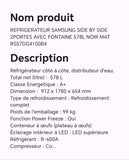 Refrigerateur SAMSUNG SIDE BY SIDE 2portes avec fontaine 578L noir mat RS57DG4100B4
