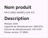 SPLIT GREE 9000BTU GAZ 410