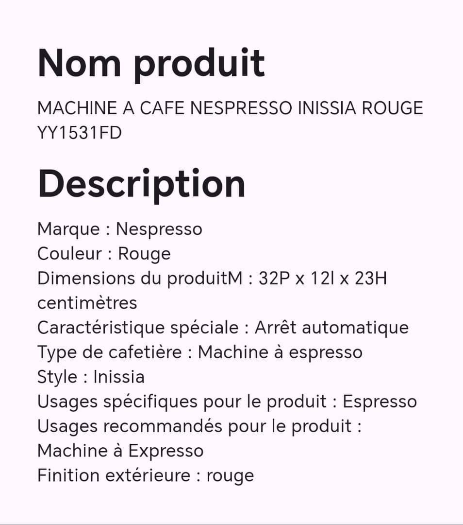 Machine à café NESPRESSO INISSIA rouge YY1531FD