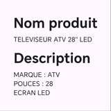 Téléviseur ATV 28" LED