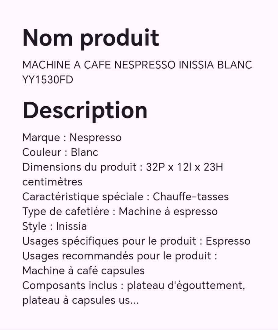 Machine à café NESPRESSO INISSIA blanc YY1530FD