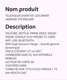 TELEVISEUR SHARP 50" LED SMART ANDROID 4TC50DL6NX