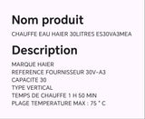 Chauffe eau HAIER 30litres ES30VA3MEA