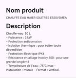 Chauffe eau  HAIER 30litres ES50V3MEA