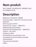 SPLIT SMART TECHNOLOGY 18000BTU GAZ 410 POWER STS18