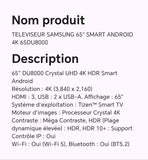 TELEVISEUR SAMSUNG 65" SMART ANDROID 4K 65DU8000