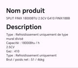 SPLIT FINIX 18000BTU 2.5CV G410 FINIX18BB