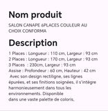 SALON CANAPE 6PLACES COULEUR AU CHOIX CONFORMA