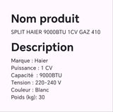 SPLIT HAIER 9000BTU 1CV GAZ 410