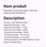 MACHINE A LAVER DECAKILA 13KG TOP LOAD BLANC KEDM001W