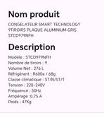 CONGELATEUR SMART TECHNOLOGY 9TIROIRS PLAQUE ALUMINIUM GRIS STCD979NFH