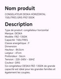 CONGELATEUR DESKA HORIZONTAL 150 LITRES GRIS FRZ135DK