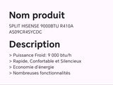 SPLIT HISENSE 9000BTU R410A  AS09CR4SYCDC