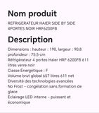 Réfrigérateur HAIER SIDE BY SIDE 4 portes noir HRF6200FB
