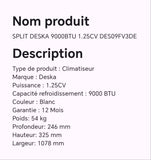 SPLIT DESKA 9000BTU 1.25CV DES09FV3DE