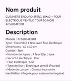 Cuisinière Enduro 4feux 60X60 + four électrique ventilo tourbo noir AFS6004EEBIT