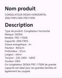 CONGELATEUR DESKA HORIZONTAL 200LITRES GRIS FRZ175DK