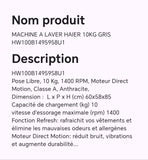 MACHINE A LAVER HAIER 10KG GRIS HW100B1495958U1