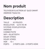TELEVISEUR ELACTRON 65" QLED SMART ANDROID TS6561AS