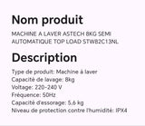 Machine à laver ASTECH 8KG semi automatique TOP LOAD STW82C13NL