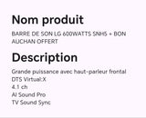 BARRE SE SON LG 600WATTS SNH5 + BON AUCHAN OFFERT