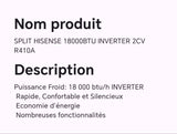 SPLIT HISENSE 18000BTU INVERTER 2CV R410A