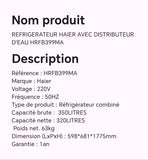 Réfrigérateur HAIER avec distributeur d'eau HRFB399MA