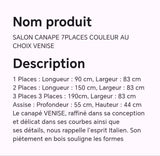 SALON CANAPE 7PLACES COULEUR AU CHOIX VENISE