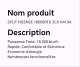 SPLIT HISENSE 18000BTU 2CV R410A
