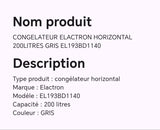 CONGELATEUR ELACTRON HORIZONTAL 200LITRES GRIS EL193BD1140