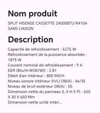 SPLIT HISENSE CASSETTE 24000BTU R410A SANS LIAISON